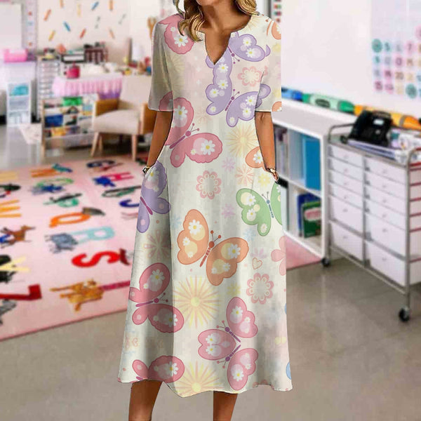 Subtle And Elegant Butterfly Print Dress