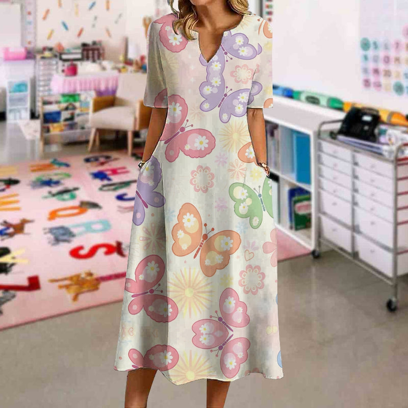Subtle And Elegant Butterfly Print Dress