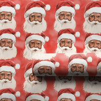 Painterly Holiday Gift Wrap, Black Santa Christmas Wrapping Paper, Inclusive Xmas Wrapping Paper, Black Santa Claus Gift Wrapping Paper Roll
