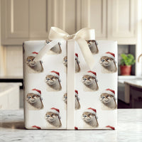 Adorable Otter Holiday Wrapping Paper, Santa Hat Otter Christmas Wrapping Paper, Humorous Animal Winter Wrapping Paper, Festive Pet Xmas Gift Wrap