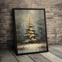 Impressionist Winter Forest Canvas Print, Christmas Tree Canvas Wall Art, Snowy Landscape Wall Decor, Holiday Season Canvas Art Present