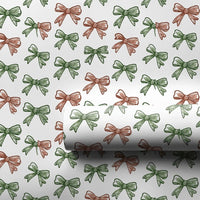 Red and Green Ribbon Gift Wrap, Hand Drawn Bows Wrapping Paper, Festive Christmas Bows Wrapping Paper, Holiday Present Wrapping Paper
