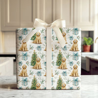 Watercolor Goldendoodle Gift Wrap, Goldendoodle Christmas Wrapping Paper, Festive Goldendoodle Dog Wrapping Paper, Xmas Gift Wrap
