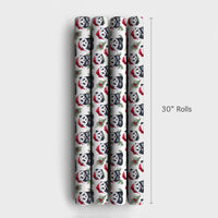 Santa Hat Panda Bear Gift Wrap, Christmas Panda Wrapping Paper, Watercolor Holiday Wrapping Paper, Adorable Animal Present Gift Wrapping Paper
