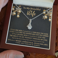 14k White Gold Ribbon Necklace, Ribbon Pendant Necklace for Wife, Cubic Zirconia Sparkle Pendant Necklace, Romantic Christmas Present for Her