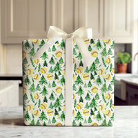 Watercolor Sports Holiday Gift Wrap, Softball Christmas Wrapping Paper, Softball Coach Present Paper, Christmas Tree Sports Wrapping Paper