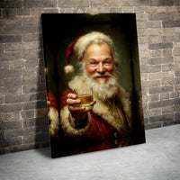 Humorous Christmas Canvas Print, Santa Claus Whiskey Canvas Art, Santa Holiday Wall Art, Humorous Xmas Portrait Canvas, Holiday Present for Him