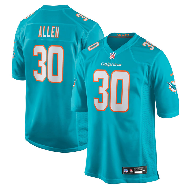 Miami Dolphins Kaytron Allen Aqua Team Game Jersey