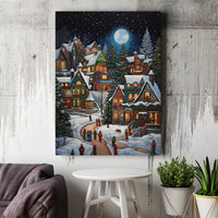 Whimsical Snowy Winter Poster, Christmas Village Wall Art, Holiday Night Landscape Print, Festive Seasonal Decor Digital Download Present