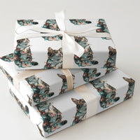 Tabby Kitten Holiday Lights Gift Wrap, Humorous Cat Christmas Wrapping Paper, Adorable Pet Lover Wrapping Paper, Festive Christmas Gift Wrap Roll