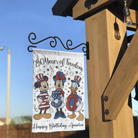 Patriotic 250 Years of Freedom Garden Flag | Cartoon Characters USA Celebration | Weather-Resistant Double-Sided Polyester | Outdoor Yard Decor Gift