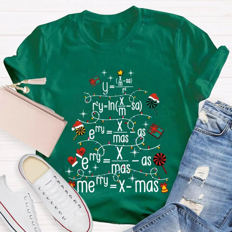 Math Equation Holiday Tee, Math Teacher Christmas Tree T-Shirt, Humorous Math Teacher Xmas Shirt, STEM Graphic Tee, Educator Holiday Present Shirt