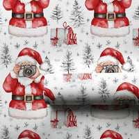Camera Santa Christmas Gift Wrap, Photographer Santa Wrapping Paper, Watercolor Holiday Wrapping Paper, Photography Lover Gift Wrap Paper