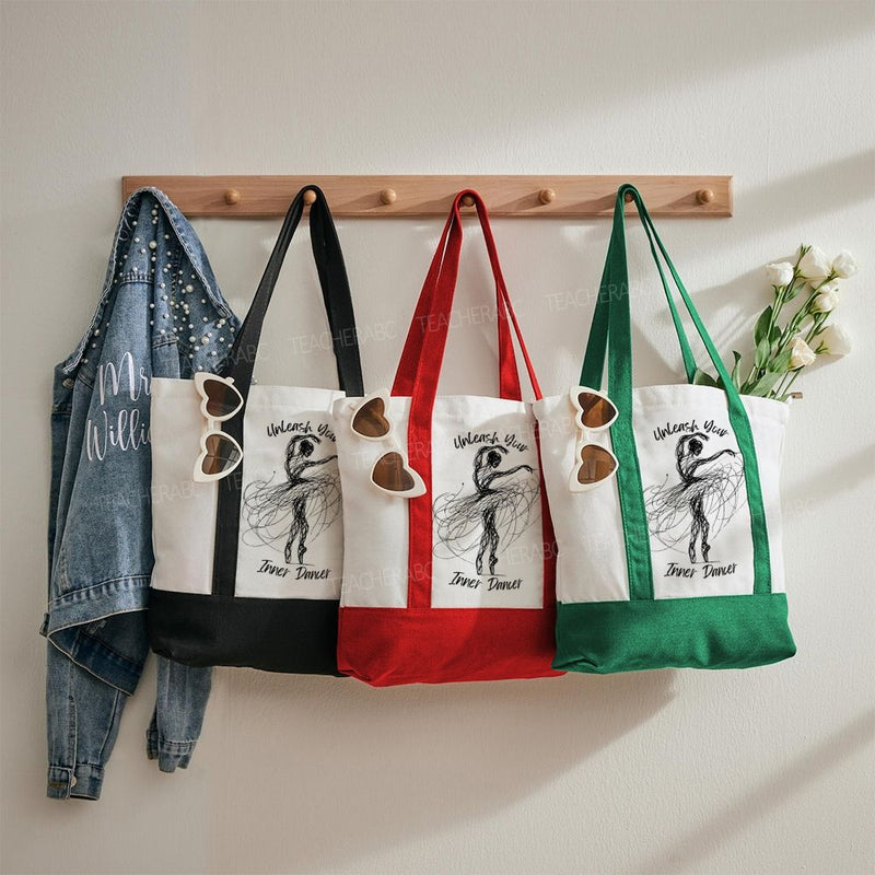 Unleash Your Inner Dancer Color-blocked Canvas Bag