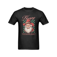 Cowboy Santa Graphic Tee, Happy Yeehawliday Western Christmas T-Shirt, Humorous Holiday Country Shirt, Preshrunk Cotton Xmas Present for Men