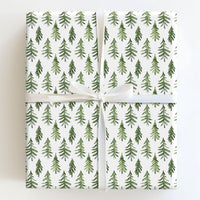 Minimalist Forest Gift Wrap, Watercolor Pine Tree Wrapping Paper, Rustic Evergreen Wrapping Paper, Nature Holiday Christmas Wrapping Paper