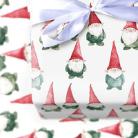 Watercolor Holiday Gnome Gift Wrap, Christmas Gnome Wrapping Paper, Adorable Winter Holiday Wrapping Paper, Festive Scandinavian Wrapping Paper
