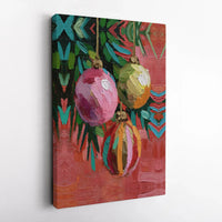 Christmas Ornament Holiday Print, Christmas Ornament Canvas Wall Art, Impressionist Christmas Poster, Festive Art, Digital Download Print