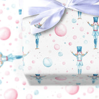 Watercolor Soldier Christmas Wrapping Paper, Nutcracker Gift Wrap Paper, Whimsical Holiday Gift Wrap Roll, Xmas Present Packaging Paper