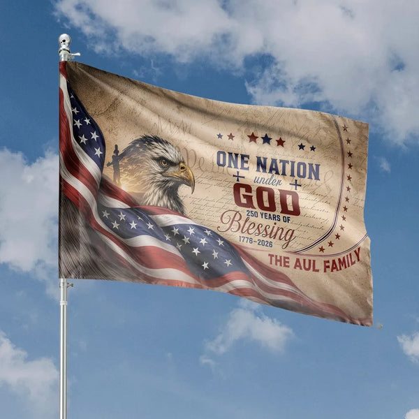 Patriotic Eagle House Flag | One Nation Under God 250 Years Blessing Design | Premium Weather-Resistant Polyester | Gift for Americana Lovers