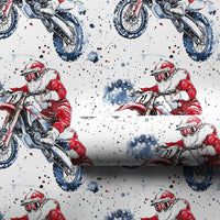 Dirt Bike Claus Gift Wrap, Motocross Santa Christmas Wrapping Paper, Motorcycle Holiday Wrapping Paper, Biker Christmas Wrapping Paper