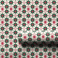 Holly Leaf Holiday Gift Wrap, Geometric Poinsettia Christmas Wrapping Paper, Festive Botanical Wrapping Paper, Vintage Xmas Gift Wrap Roll