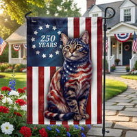 Patriotic Cat Garden Flag 250 Years Betsy Ross | Double-Sided Polyester | Weather-Resistant Outdoor Decor | Cat Lover Gift