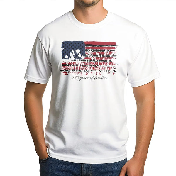 250 Years of Freedom T-Shirt | American Flag Wildflower Art Design | Soft Cotton Patriotic Tee | Fourth of July Gift for Her