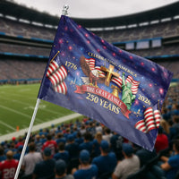 Celebrating America House Flag | 250 Years Patriotic Eagle Cross Liberty Fireworks Design | Premium Double-Sided Weather-Resistant Polyester | Commemorative Gift for Patriotic Families