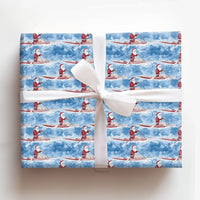 Watercolor Paddling Santa Gift Wrap, Kayaking Santa Wrapping Paper, Outdoor Sports Christmas Wrapping Paper, Festive Holiday Present Paper