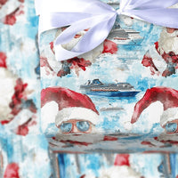 Christmas Cruise Gift Wrap, Tropical Santa Wrapping Paper, Beach Holiday Wrapping Paper, Watercolor Sunglasses Santa Paper Roll