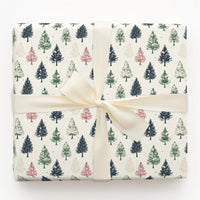 Vintage Christmas Wrapping Paper, Rustic Pine Tree Wrapping Paper, Forest Tree Holiday Gift Wrap, Winter Botanical Wrapping Paper Roll