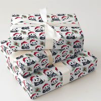 Santa Hat Panda Bear Gift Wrap, Christmas Panda Wrapping Paper, Watercolor Holiday Wrapping Paper, Adorable Animal Present Gift Wrapping Paper
