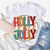Festive Holiday Graphic T-Shirt, Holly and Jolly Christmas Shirt, Retro Merry Christmas Tee, Adorable Winter Holiday Shirt, Unisex Xmas Present