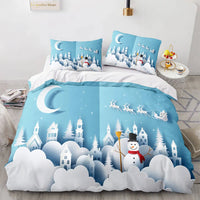 Christmas Snowman Bedding Set, Winter Village Snowman Duvet Cover Set, Rustic Snowman Duvet Cover, Holiday Bedroom Decor, Winter Bed Set