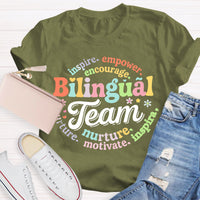 Bilingual Team Inspire Empower Encourage Nurture Motivate T-shirt