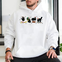 Festive Kitten Graphic Hoodie, Christmas Black Cat Hoodie, Humorous Cat Lover Holiday Hoodie, Adorable Animal Winter Pullover Sweatshirt, Xmas Present