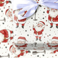 Dancing Musical Santa Holiday Gift Wrap, Rockstar Santa Christmas Wrapping Paper, Retro Microphone Gift Wrapping Paper, Fun Xmas Roll Wrap