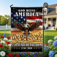 God Bless America Garden Flag | 250 Years of Freedom 1776-2026 | Eagle Cross Patriotic Design | Weather-Resistant Polyester