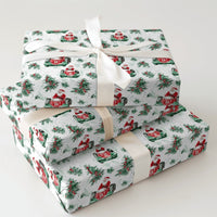 Letter G Number 2 Gift Wrap, Santa Vintage Race Car Wrapping Paper, Watercolor Trees Holiday Paper, Festive Christmas Wrapping Paper Roll