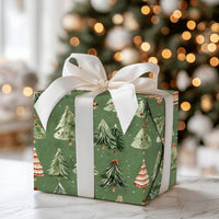 Sage Green Christmas Tree Wrapping Paper, Watercolor Pine Tree Wrapping Paper, Rustic Winter Gift Wrap, Holiday Present Wrapping Paper