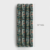 Snowy Night Christmas Gift Wrap, Vintage Winter Village Wrapping Paper, Retro Holiday Town Present Wrap, Comfy Seasonal Packaging
