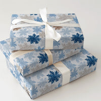 Blue and Copper Holiday Gift Wrap, Winter Snowflake Wrapping Paper, Elegant Christmas Wrapping Paper, Modern Seasonal Gift Wrap Roll