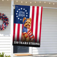 Yorkshire Terrier Garden Flag | 250 Years Strong American Flag Design | Double-Sided Polyester | Patriotic Dog Lovers Gift