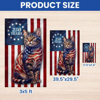 Patriotic Cat Garden Flag | 250 Years Betsy Ross Design | Double-Sided Polyester | Cat Lover Gift for Outdoor Decor