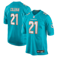 Miami Dolphins Kevin Coleman Aqua Team Game Jersey