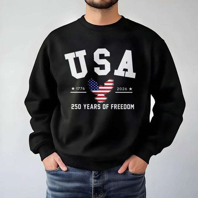 USA 250 Years of Freedom Sweatshirt | American Eagle 1776-2026 Commemorative Design | Soft Cotton Polyester Blend | Patriotic Gift for History Lovers