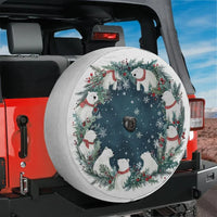 Arctic Holiday Tire Cover, Polar Bear Christmas Wreath Spare Tire Cover, Winter Xmas Spare Tire Cover, Festive SUV Jeep RV Decor Present