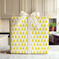 Modern Watercolor Tree Gift Wrap, Yellow Christmas Tree Wrapping Paper, Minimalist Holiday Wrapping Paper, Festive Xmas Gift Wrapping Paper
