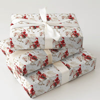 Watercolor Santa on Horse Gift Wrap, Equestrian Santa Wrapping Paper, Horse Lover Christmas Wrapping Paper, Holiday Gift Wrap Paper Roll